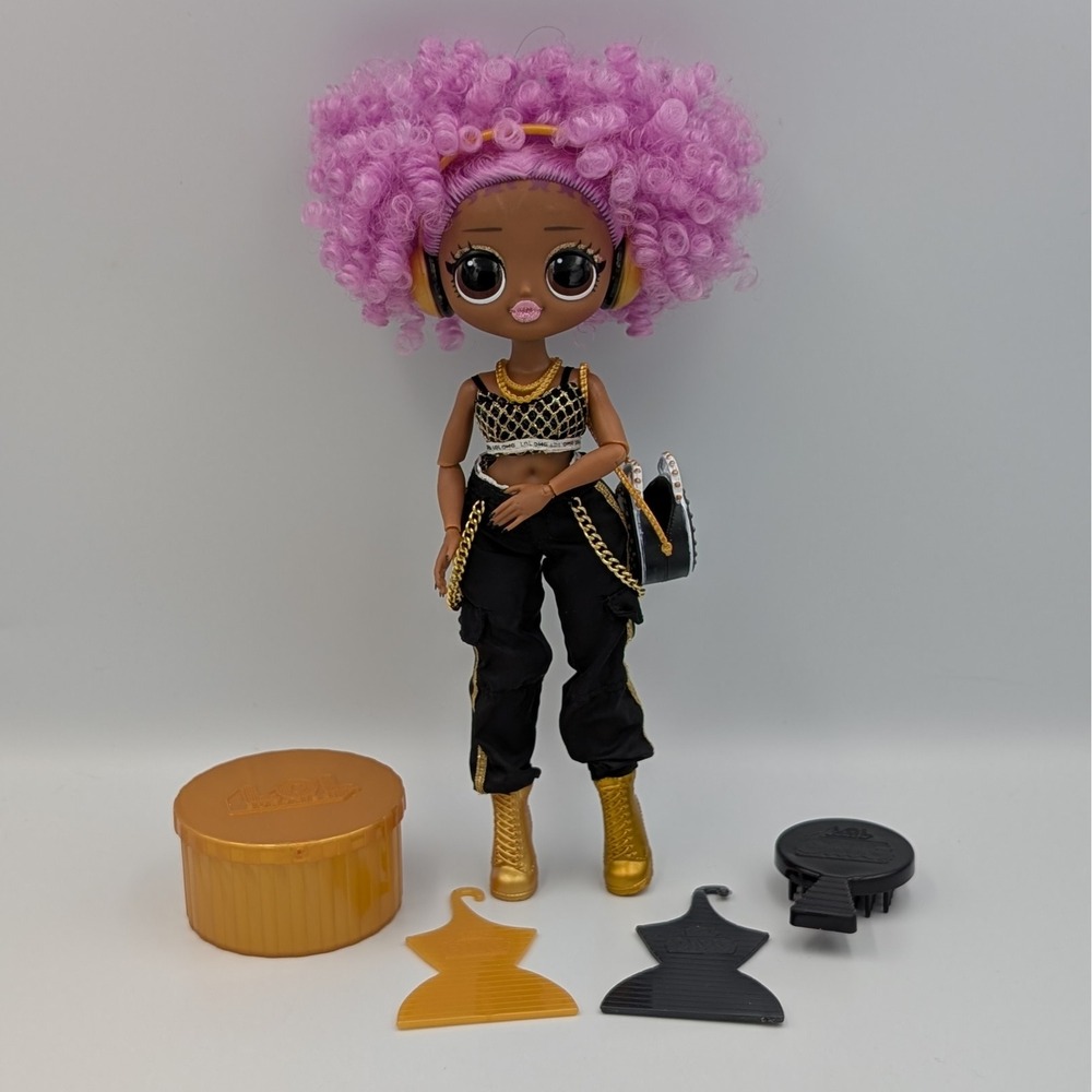 LOL Surprise OMG 24K DJ Winter Disco Fashion Doll Purple Afro Gold Accessories